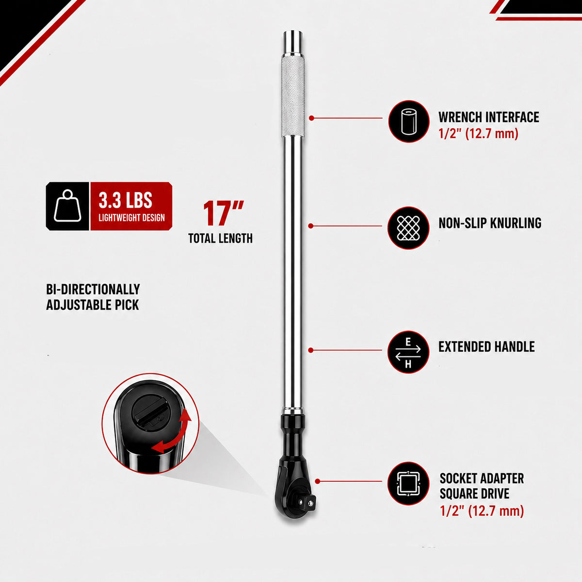 TrixVolt™ Offset Ratchet Extension 2-in-1